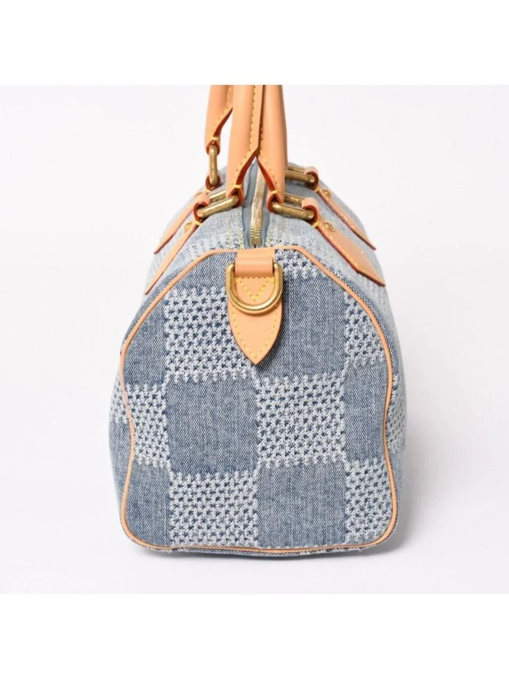 Louis Vuitton Speedy Bandouliere 25 Damier Denim Gold Handbag